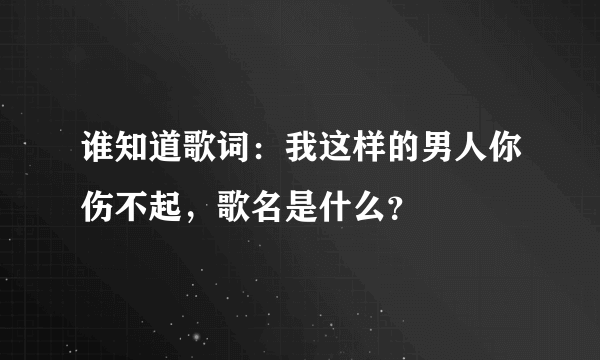 谁知道歌词：我这样的男人你伤不起，歌名是什么？