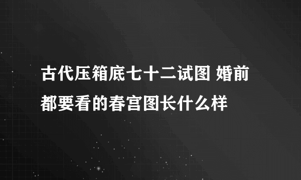 古代压箱底七十二试图 婚前都要看的春宫图长什么样