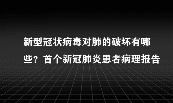 新型冠状病毒对肺的破坏有哪些？首个新冠肺炎患者病理报告