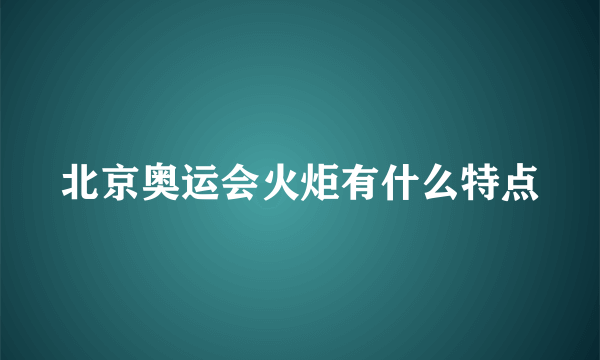 北京奥运会火炬有什么特点