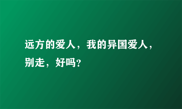 远方的爱人，我的异国爱人，别走，好吗？