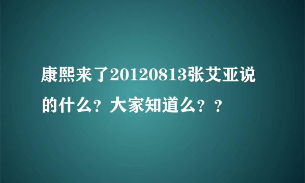 康熙来了20120813张艾亚说的什么？大家知道么？？