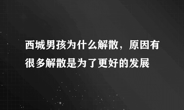 西城男孩为什么解散，原因有很多解散是为了更好的发展