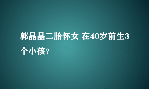 郭晶晶二胎怀女 在40岁前生3个小孩？