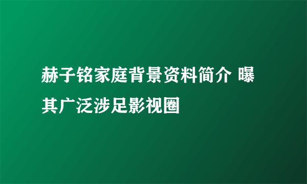 赫子铭家庭背景资料简介 曝其广泛涉足影视圈