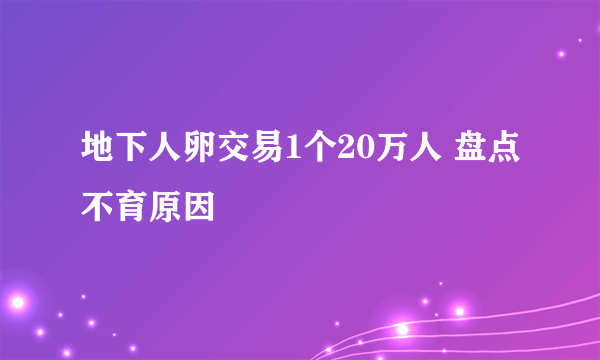 地下人卵交易1个20万人 盘点不育原因