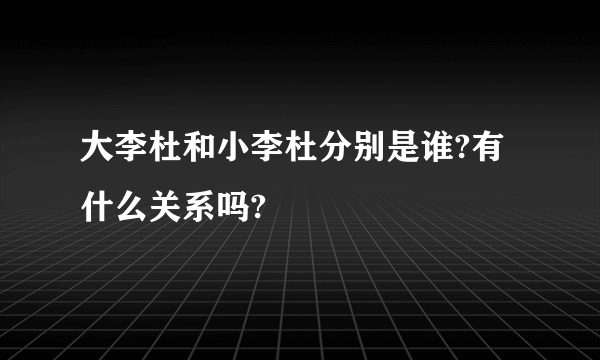 大李杜和小李杜分别是谁?有什么关系吗?