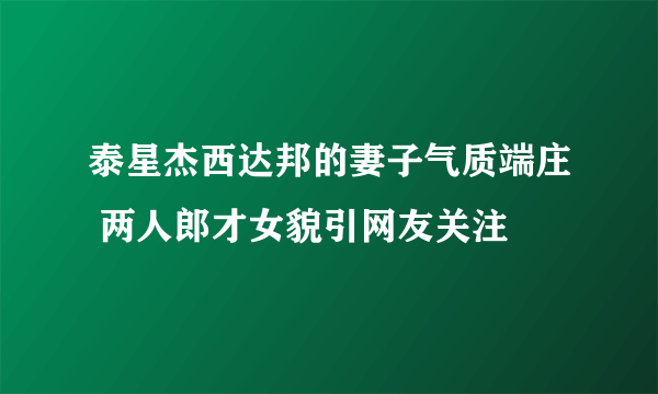 泰星杰西达邦的妻子气质端庄 两人郎才女貌引网友关注