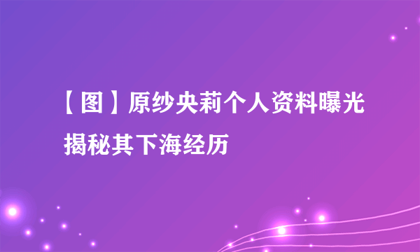 【图】原纱央莉个人资料曝光 揭秘其下海经历