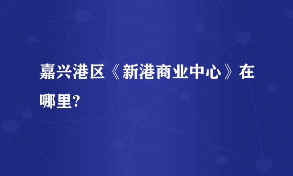 嘉兴港区《新港商业中心》在哪里?