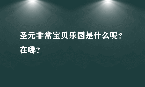 圣元非常宝贝乐园是什么呢？在哪？