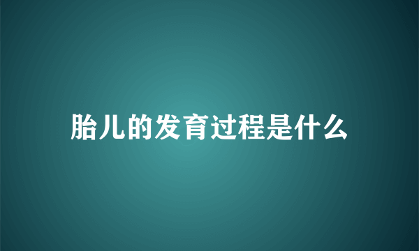 胎儿的发育过程是什么