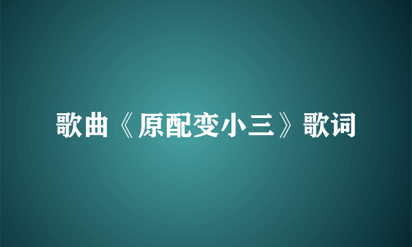 歌曲《原配变小三》歌词