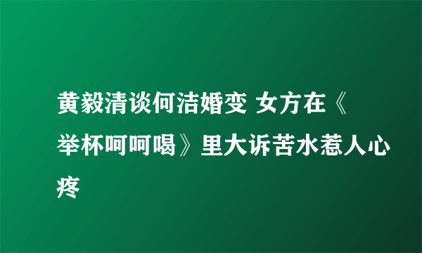 黄毅清谈何洁婚变 女方在《举杯呵呵喝》里大诉苦水惹人心疼