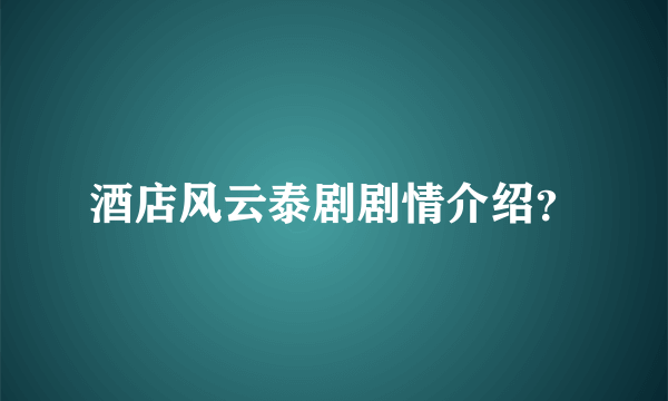 酒店风云泰剧剧情介绍？