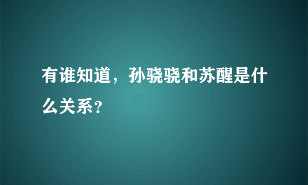 有谁知道，孙骁骁和苏醒是什么关系？