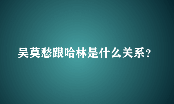 吴莫愁跟哈林是什么关系？