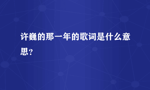 许巍的那一年的歌词是什么意思？