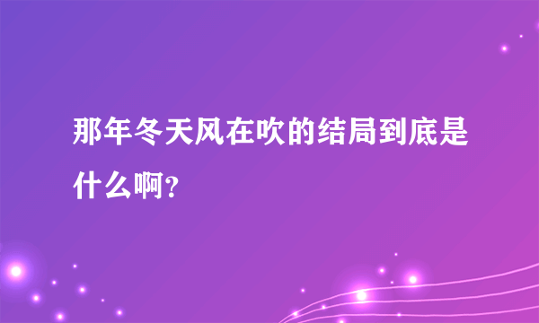 那年冬天风在吹的结局到底是什么啊？