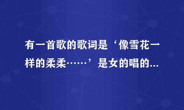 有一首歌的歌词是‘像雪花一样的柔柔……’是女的唱的，歌名叫什么？