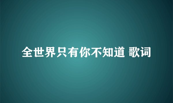 全世界只有你不知道 歌词