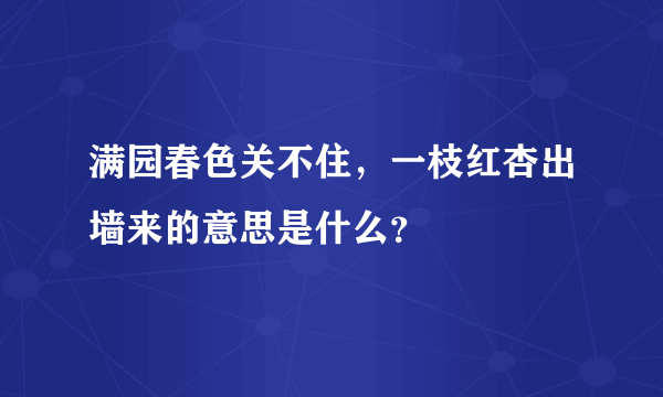 满园春色关不住，一枝红杏出墙来的意思是什么？