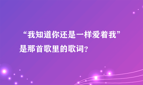 “我知道你还是一样爱着我”是那首歌里的歌词？