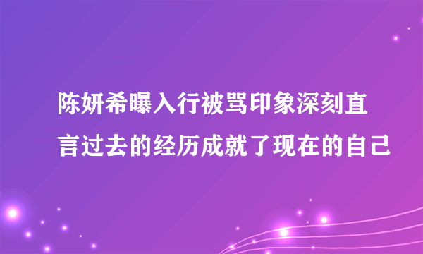 陈妍希曝入行被骂印象深刻直言过去的经历成就了现在的自己