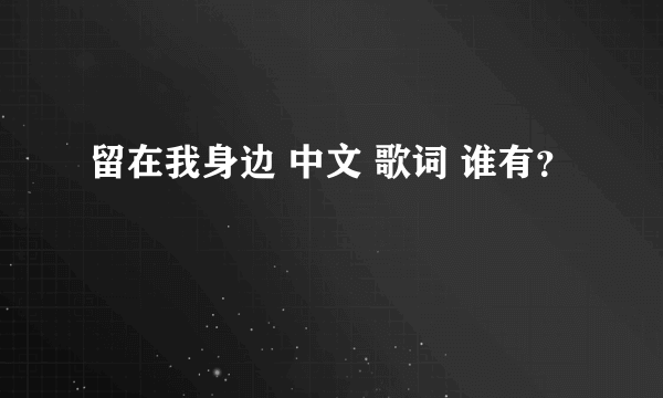 留在我身边 中文 歌词 谁有？