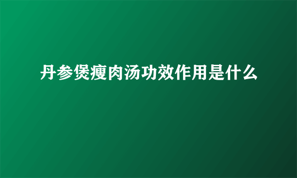 丹参煲瘦肉汤功效作用是什么