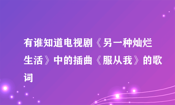 有谁知道电视剧《另一种灿烂生活》中的插曲《服从我》的歌词