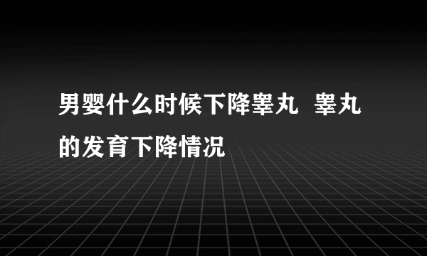 男婴什么时候下降睾丸  睾丸的发育下降情况