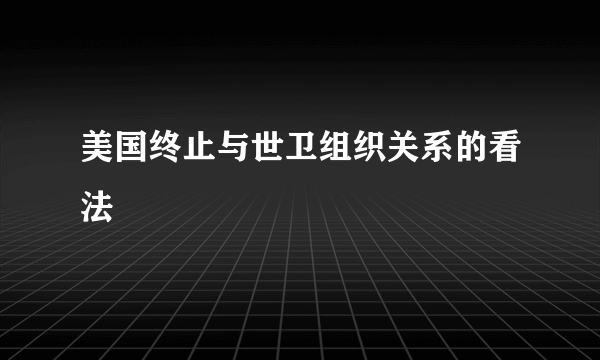 美国终止与世卫组织关系的看法