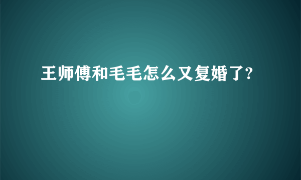 王师傅和毛毛怎么又复婚了?