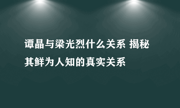 谭晶与梁光烈什么关系 揭秘其鲜为人知的真实关系