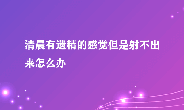 清晨有遗精的感觉但是射不出来怎么办