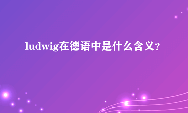 ludwig在德语中是什么含义？