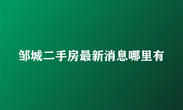 邹城二手房最新消息哪里有