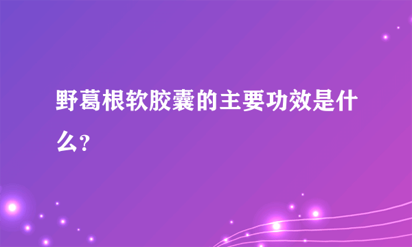 野葛根软胶囊的主要功效是什么？