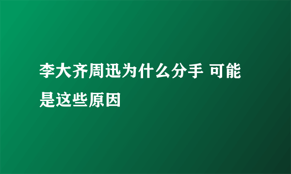 李大齐周迅为什么分手 可能是这些原因