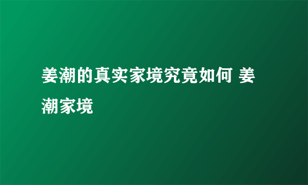 姜潮的真实家境究竟如何 姜潮家境