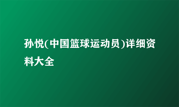 孙悦(中国篮球运动员)详细资料大全