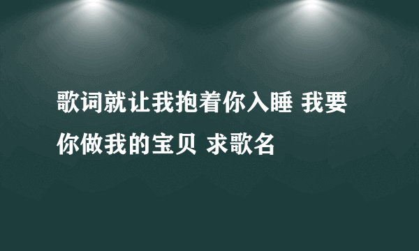 歌词就让我抱着你入睡 我要你做我的宝贝 求歌名