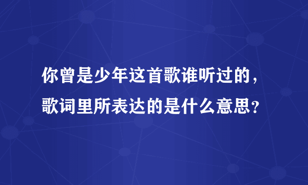 你曾是少年这首歌谁听过的，歌词里所表达的是什么意思？