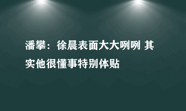 潘攀：徐晨表面大大咧咧 其实他很懂事特别体贴