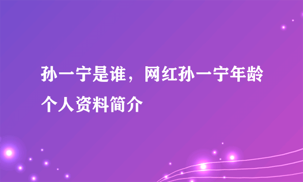 孙一宁是谁，网红孙一宁年龄个人资料简介