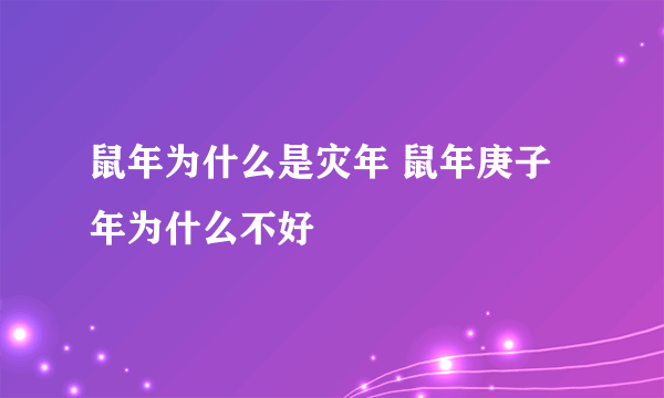 鼠年为什么是灾年 鼠年庚子年为什么不好