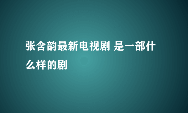 张含韵最新电视剧 是一部什么样的剧