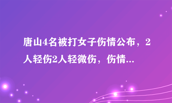 唐山4名被打女子伤情公布，2人轻伤2人轻微伤，伤情的判定标准是什么？