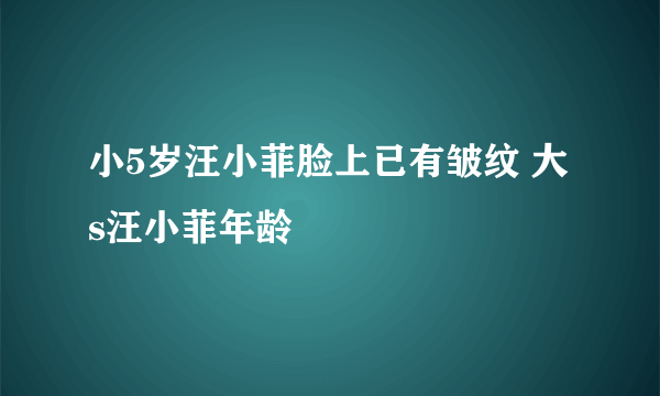 小5岁汪小菲脸上已有皱纹 大s汪小菲年龄